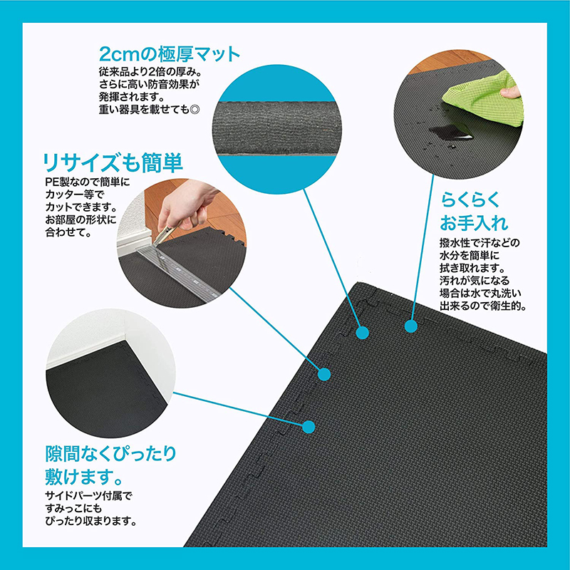 【Amazon限定ブランド】ジョイントマット 厚さ20㎜ 高硬度クッション 45cm×45cm×8枚